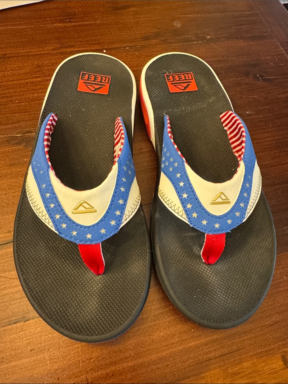 Men's Reef Fanning Patriotic Red, White & Blue Flip Flops
